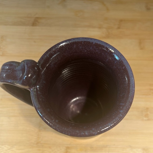 Handmade Alaskan Pottery Mug with Bear Print Design Purple and Gray glaze 5 5/8” - Picture 3 of 7